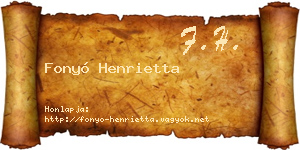 Fonyó Henrietta névjegykártya
