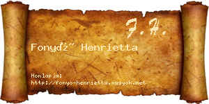 Fonyó Henrietta névjegykártya